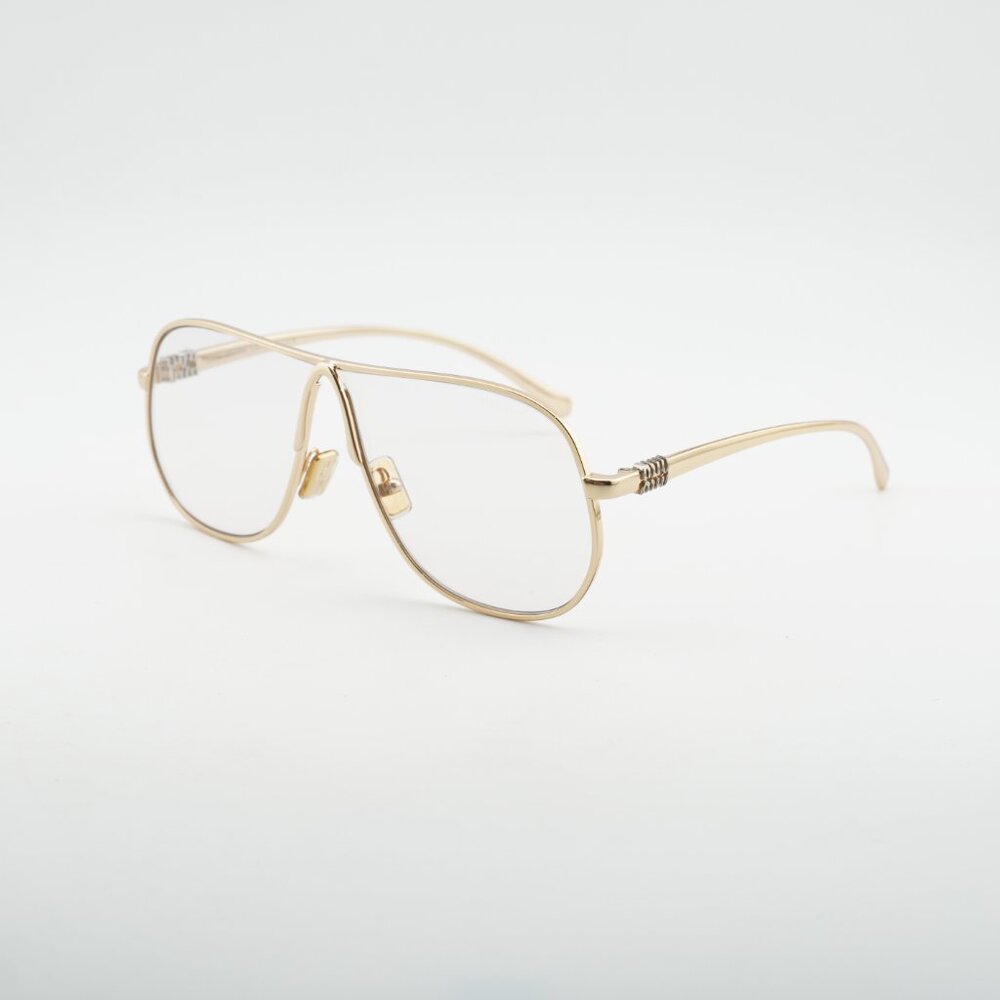 Miu Miu MUA56S 5AK08N Sunglasses Gold Geometric Frame, Blue Light Block Lenses